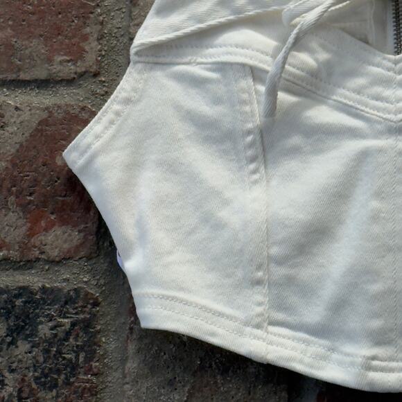 Pacsun Barbie Tie Front Bralette Crop Top Size XS White Embroidered Pink B NWT - Picture 3 of 7